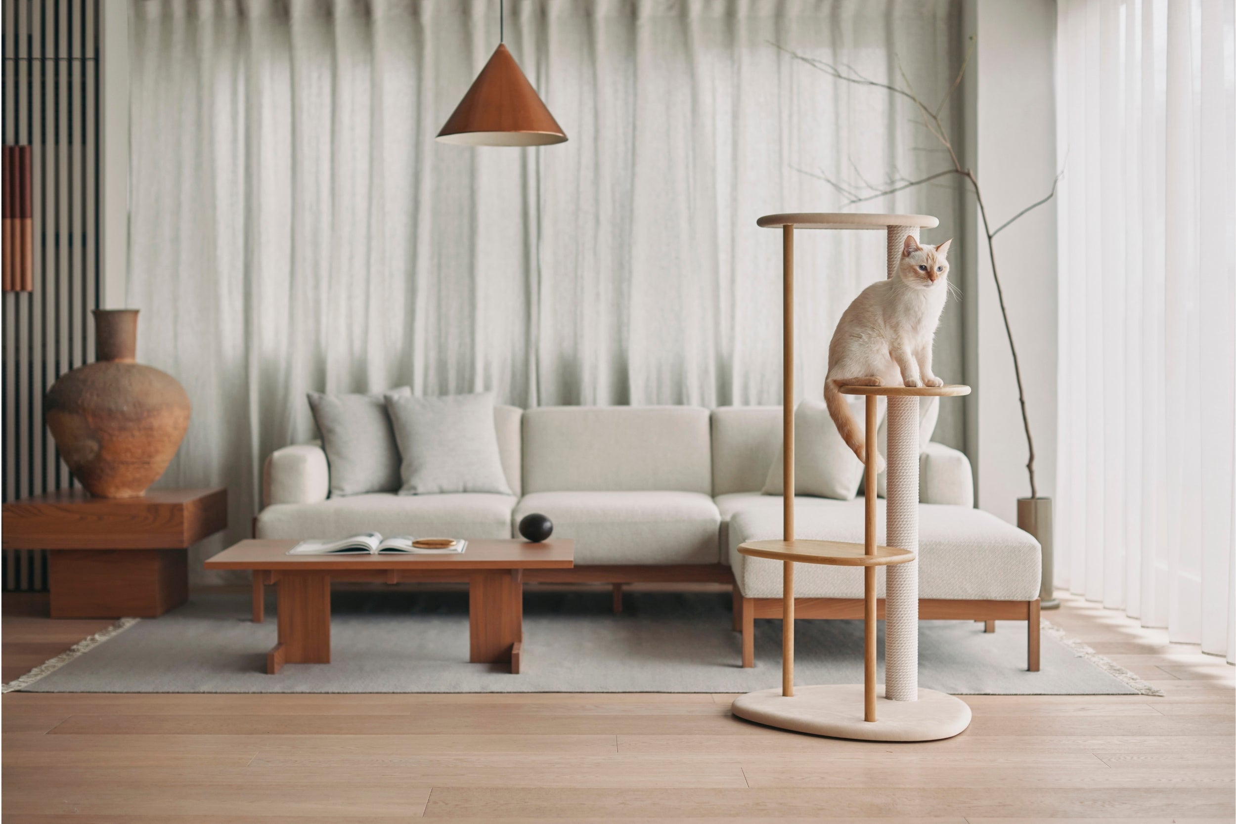 キャットタワー KARIMOKU CAT TREE Beige & sakura natural Amazon | [カリモク家具] KARIMOKU CAT TREE キャットタワー