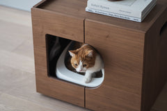 カリモクキャット レストルーム ウォールナット 猫トイレカバー 木製　猫家具